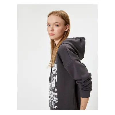 Koton Slogan Printed Sweatshirt Hooded Relax Fit