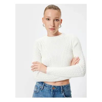 Koton Knitwear Crop Sweater Long Sleeve Hair Knit Textured