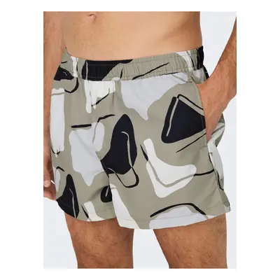 grey mens patterned swimwear ONLY & SONS Todd - Men