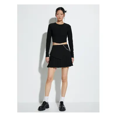 Koton Pleated Mini Skirt Chain Detail Normal Waist