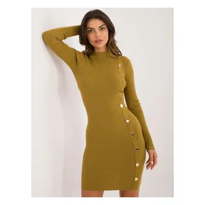 Olive Green Fitted Knitted Dress