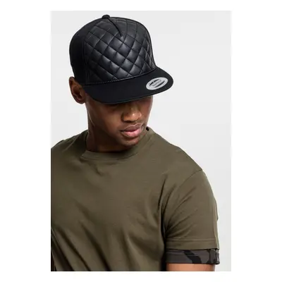 Diamond Quilted Snapback Black