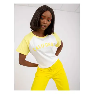 White and yellow T-shirt with cotton print