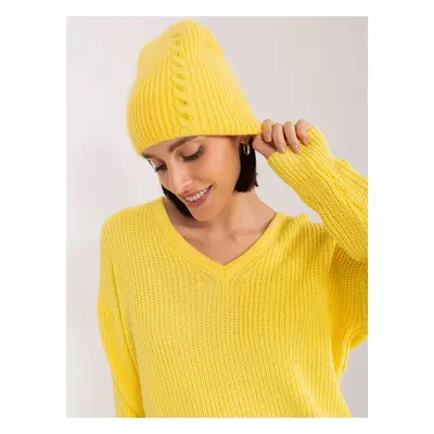 Yellow women's knitted beanie