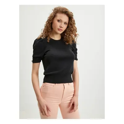 Black Ladies Short Sleeve Sweater Guess Emma - Women