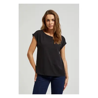 T-shirt with round neckline, black