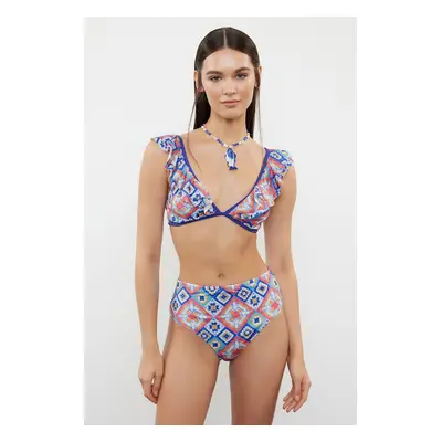 Trendyol Floral Patterned Ruffle Detailed Bikini Set