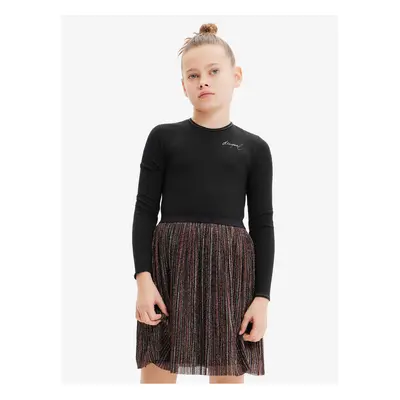 Brown-black girls' dress Desigual Paula - Girls