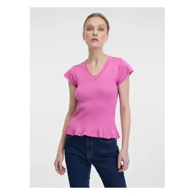 Orsay Women's Pink T-Shirt with Short Sleeves - Women