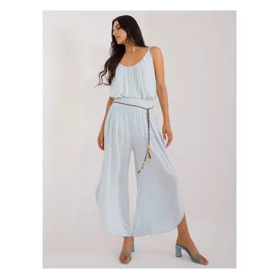 Light blue airy trousers with slits OCH BELLA