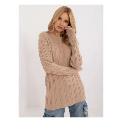 Brown sweater with round neckline