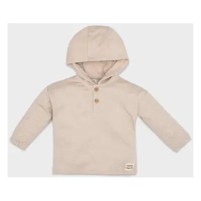 DEFACTO Baby Boy Regular Fit Hooded Label Printed Collar Button Detail Sweatshirt