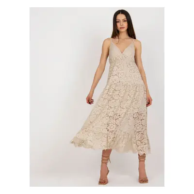 Beige lace dress with ruffle OCH BELLA