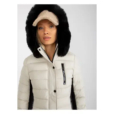 Light beige quilted transitional jacket with hood