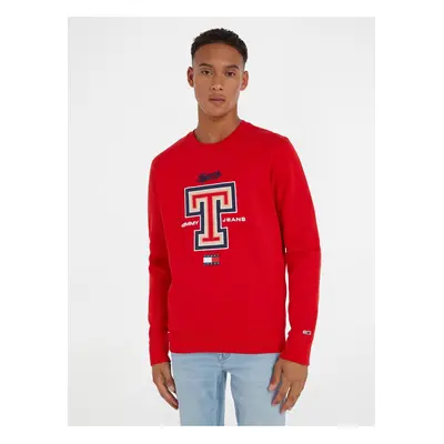 Red Men Sweatshirt Tommy Jeans Modern Sport T Crew - Men