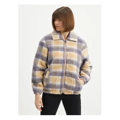 ONeill Grey-Orange Fleece Checkered Zipper Hoodie O'Neill Check - Women