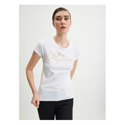 White Women's T-Shirt Guess Flame - Women