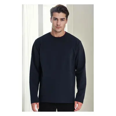 40222 Dewberry Double Crew Neck Mens Sweatshirt-NAVY BLUE