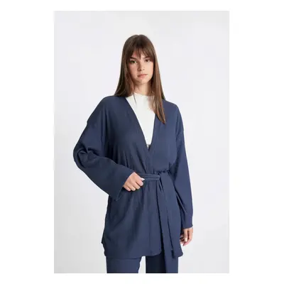 DEFACTO Relax Fit Shawl Collar Wrap Kimono