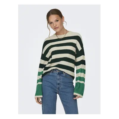 Green and cream women's striped sweater JDY Drea - Women