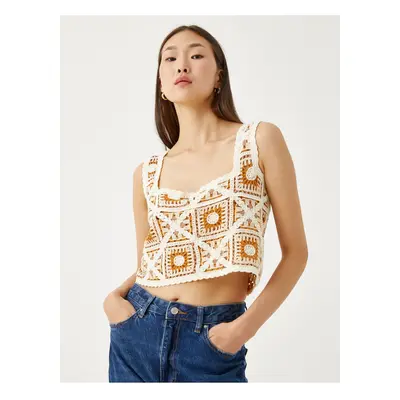 Koton Crop Bustier Crochet Square Neck