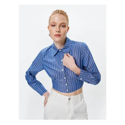 Koton Crop Shirt Long Sleeve Classic Collar Cotton