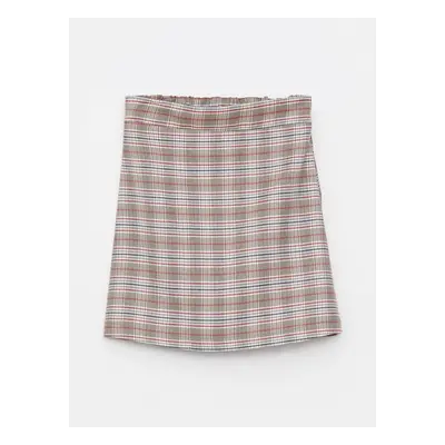 LC Waikiki Girls' Elastic Waist Plaid Gabardine Skirt