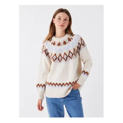 LC Waikiki Crew Neck Self-Patterned Long Sleeve Women's Knitwear Sweater