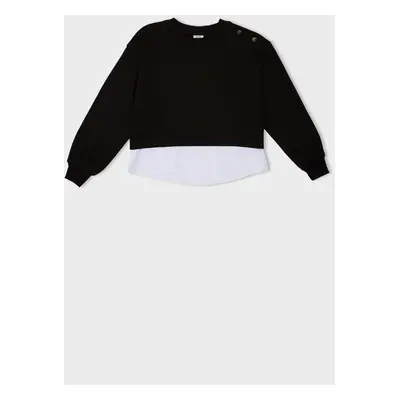 DEFACTO Girl Relax Fit Crew Neck Hem Detailed Sweatshirt