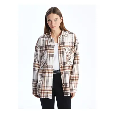 LC Waikiki Plaid Long Sleeve Oversize Women's Shirt Jacket