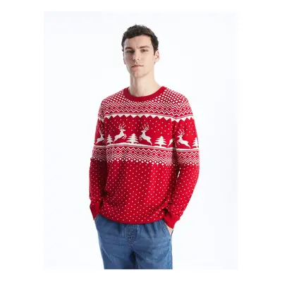 LC Waikiki Men's Crew Neck Long Sleeve Christmas Theme Knitwear Sweater