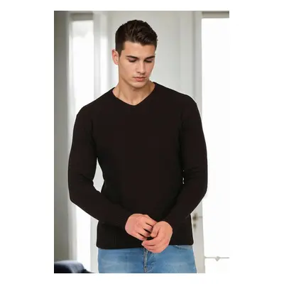 41878 Dewberry V Neck Mens Sweater-BLACK