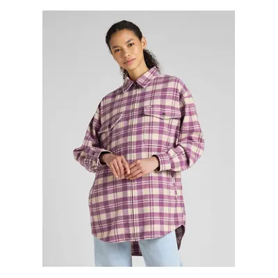 Cream-pink ladies plaid shirt jacket with wool Lee - Ladies