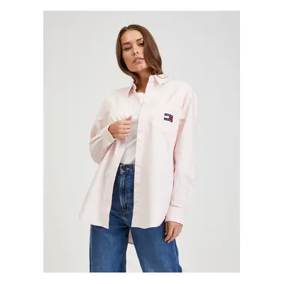 Light Pink Ladies Oversize Shirt Tommy Jeans Badge Boyfriend - Women