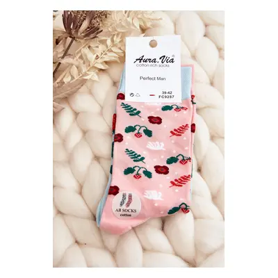 Men's mismatched socks, strawberry pink