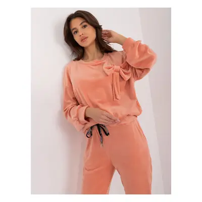 Peach velour set with trousers