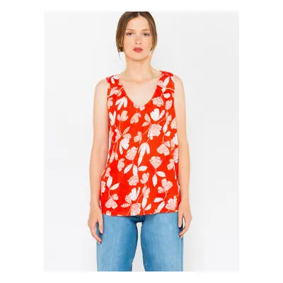 Orange Floral Linen Blouse CAMAIEU - Women