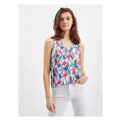 Pink and blue women's floral blouse ORSAY