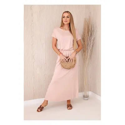 Women's viscose dress with pockets - powder pink