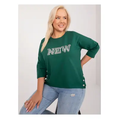 Dark green blouse in a larger size with 3/4 sleeves