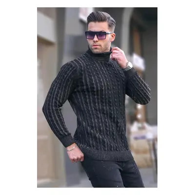 Madmext Black Turtleneck Knitted Detailed Sweater