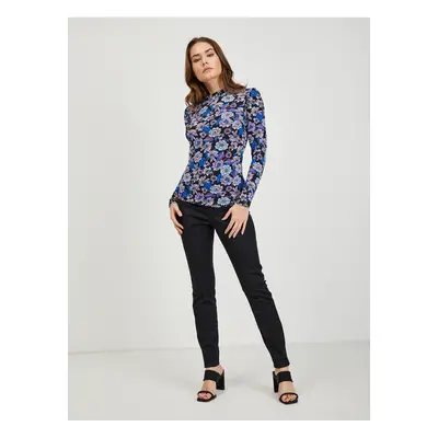 Purple-black women's floral T-shirt ORSAY - Women