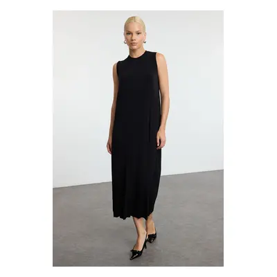 Trendyol Black Pleated Knitted Undershirt/Lining Dress