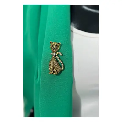 Brooch Cat A-2-21-10 gold color