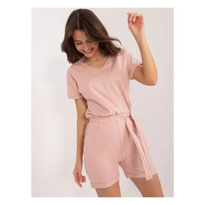 Light pink jumpsuit with elastic waistband