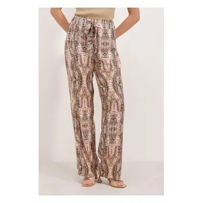 Bigdart Patterned Wide Leg Trousers - Cream