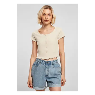 Women's Soft Seagrass T-Shirt Cropped Button Up Rib