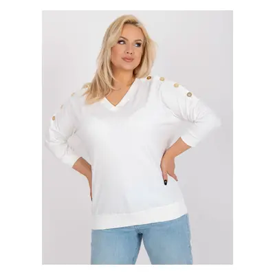 Ecru plus size blouse with V-neck