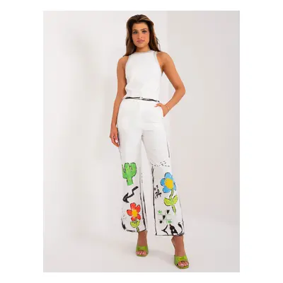 Patterned women's trousers Ecru