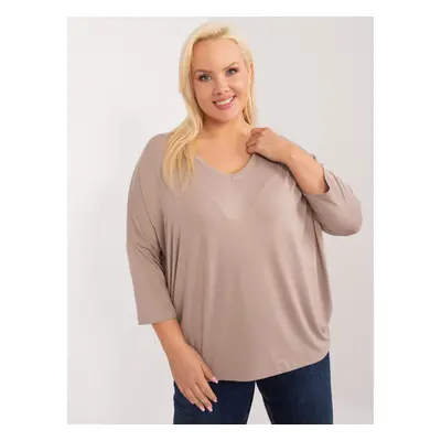 Dark beige plus size viscose blouse